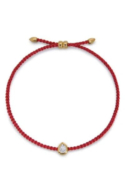 Monica Vinader Lab Grown Diamond Pear Slider Bracelet In Red