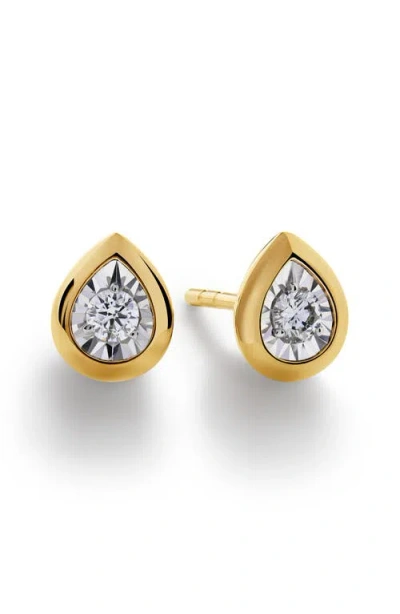 Monica Vinader Lab Grown Diamond Pear Stud Earrings In Gold