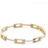 Monica Vinader 18ct Gold-plated Vermeil Silver Diamond Signature Link Skinny Bangle Bracelet In Gold