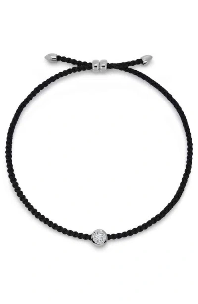 Monica Vinader Lab Grown Diamond Solitaire Cord Bracelet In Black