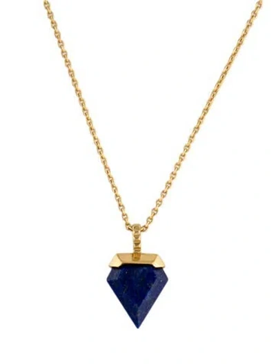 Pre-owned Monica Vinader Lapis Lazuli Mini Shield Pendant Necklace, 17" In Multicolor