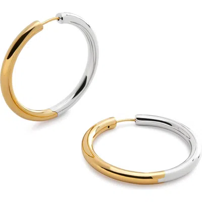 Monica Vinader Large Essential Two-tone Tube Hoop Earrings In Gold