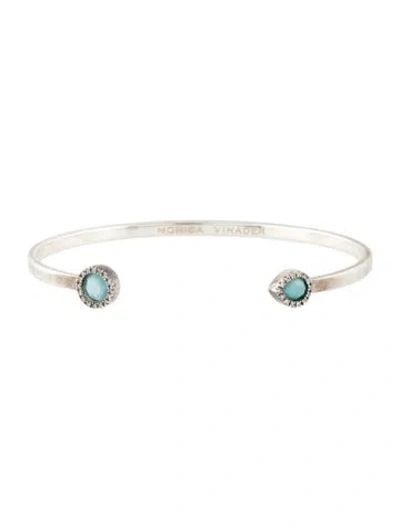Pre-owned Monica Vinader Larimar & Diamond Naida Thin Cuff Bracelet, 6.75" In Multicolor