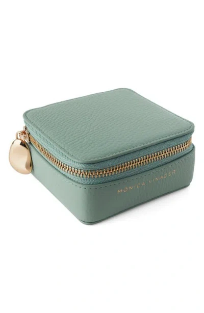 Monica Vinader Leather Jewelry Case In Sage