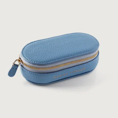Monica Vinader Leather Mini Oval Jewellery Box In Blue