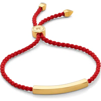 Monica Vinader Linear Bar Friendship Bracelet In Gold/ Coral