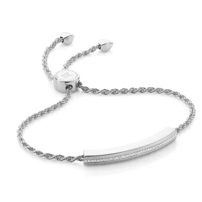 Monica Vinader Linear Diamond Chain Bracelet, Sterling Silver In Metallic