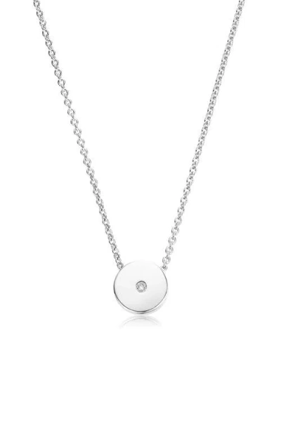 Monica Vinader Linear Solo Diamond Pendant Necklace In Silver/diamond