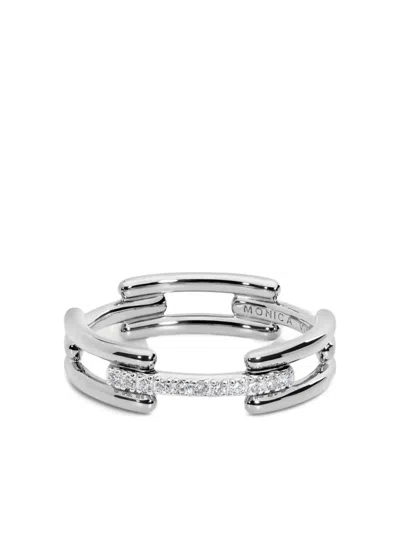 Monica Vinader Signature Link Lab Grown Diamond Ring In Metallic