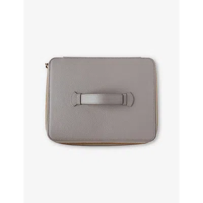 Monica Vinader Logo-embossed Extra Large Leather Jewellery Box In Grey