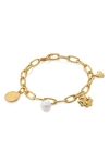 Monica Vinader Lucky Charm Bracelet In 18ct Gold Vermeil / Pearl