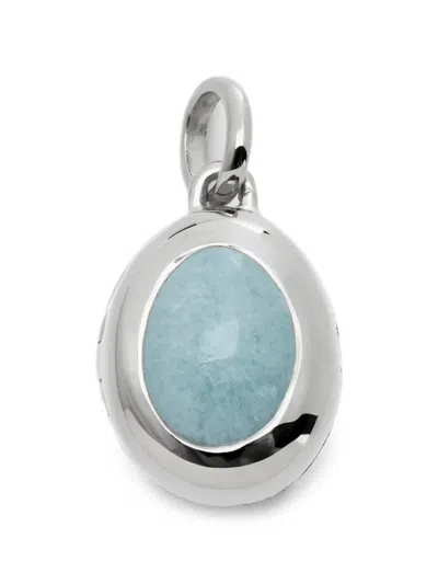 Monica Vinader March Aquamarine Locket Necklace In Multi
