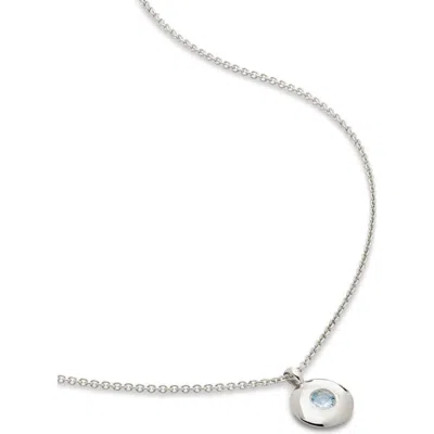 Monica Vinader March Birthstone Aquamarine Pendant Necklace In Brown