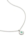 Monica Vinader Sterling Silver May Birthstone Chain Necklace Emerald In Sterling Silver