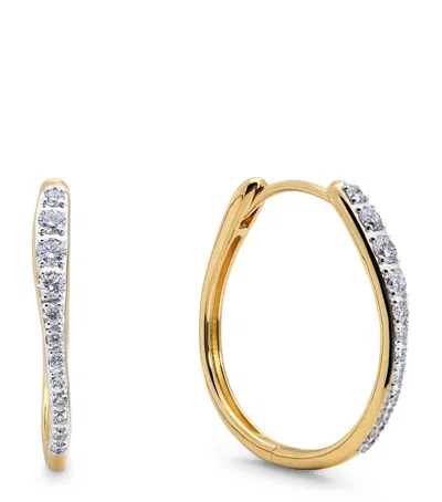 Monica Vinader Medium Gold Vermeil And Diamond Riva Hoop Earrings
