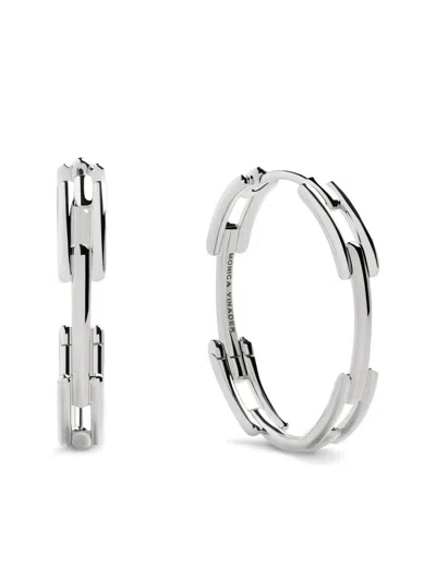 Monica Vinader Medium Link Earrings In Silver