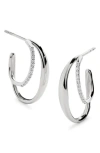 Monica Vinader Medium Nura Wrap Hoop Earrings In Sterling Silver / Lab Dia