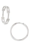 Monica Vinader Medium Signature Link Hoop Earrings In Sterling Silver