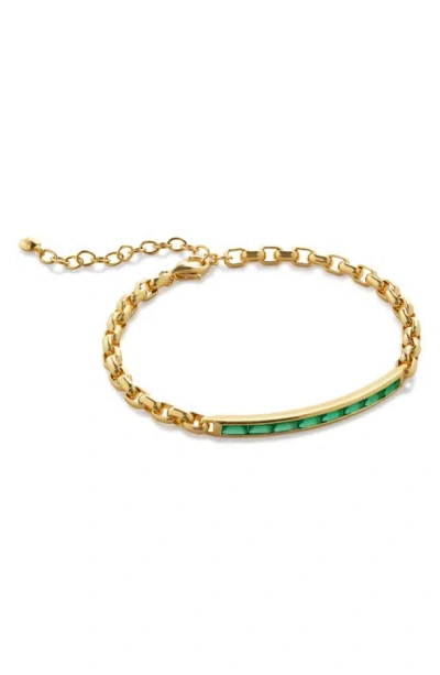Monica Vinader Mini Baguette Green Onyx Bracelet In 18ct Gold Vermeil / Green Onyx
