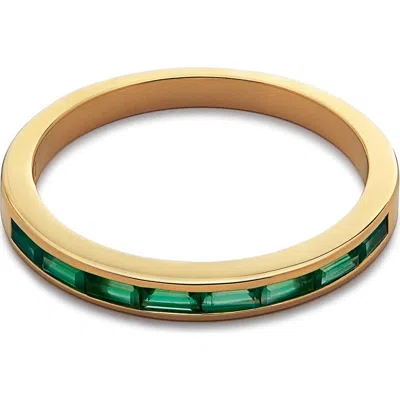 Monica Vinader Mini Baguette Half Eternity Ring In Green