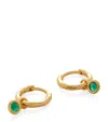 Monica Vinader Mini Gold Vermeil And Green Onyx Gemstone Huggie Earrings In Gold