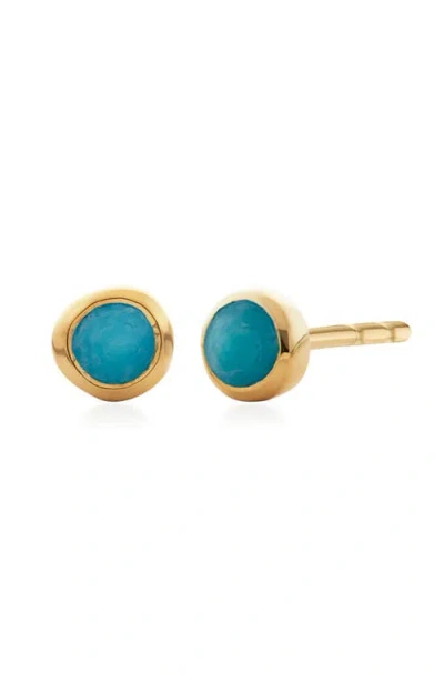 Monica Vinader Mini Green Onyx Stud Earrings In Blue