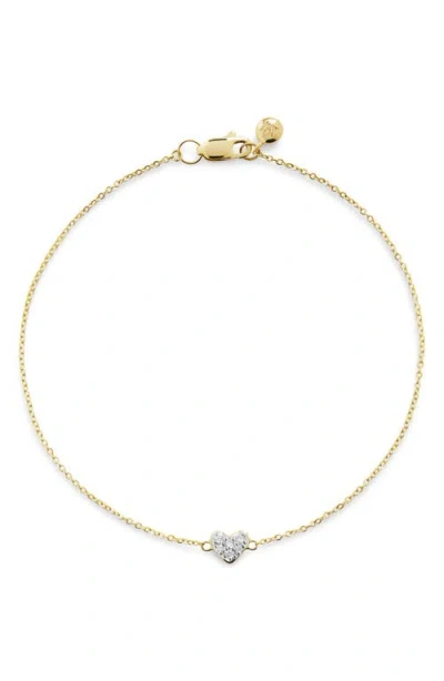 Monica Vinader Mini Heart Diamond Bracelet In Gold