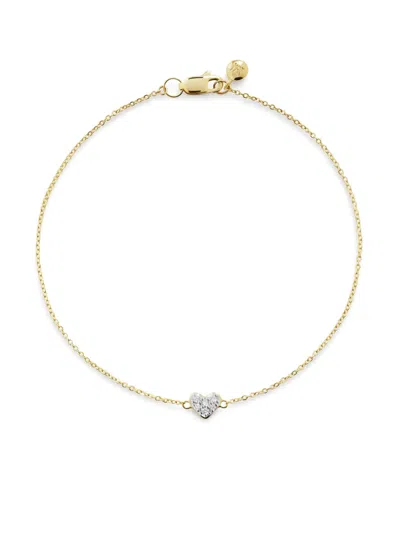 Monica Vinader Mini Heart Diamond Bracelet In Yellow