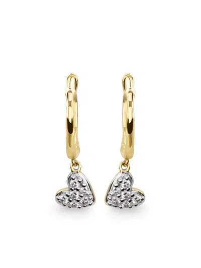 Monica Vinader Mini Heart Diamond Huggie Earrings In Gold