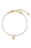 Monica Vinader Mini Heart Freshwater Pearl Bracelet In Multi