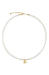 Monica Vinader Mini Heart Freshwater Pearl Necklace In Multi