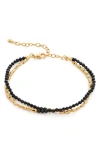 Monica Vinader Gold Mini Nugget Gemstone Beaded Bracelet Black Spinel In Gold