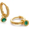Monica Vinader Mini Onyx Huggie Earrings In 18ct Gold Vermeil/ss