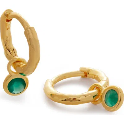 Monica Vinader Mini Onyx Huggie Earrings In 18ct Gold Vermeil/ss