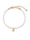 Monica Vinader Gold Heart Mini Pearl Bracelet Pearl In Gold