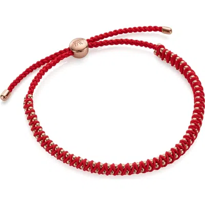 Monica Vinader Mini Rio Friendship Bracelet In Rose Gold/coral