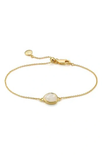 Monica Vinader Mini Siren Fine Chain Bracelet In Moonstone/yellow Gold