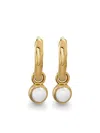 Monica Vinader Gold Siren Mini Pearl Huggie Earrings Pearl In Gold