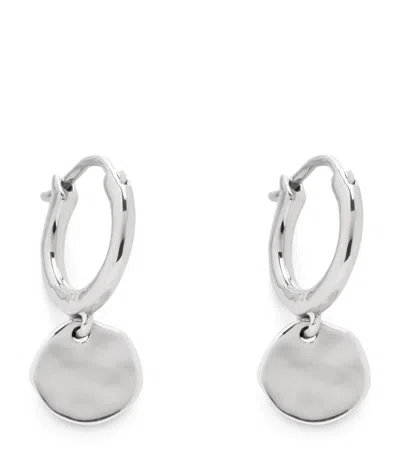 Monica Vinader Mini Sterling Silver Siren Muse Disc Huggie Earrings In Metallic