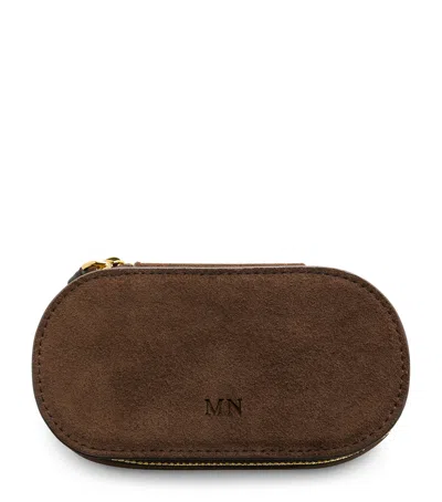 Monica Vinader Mini Suede Oval Jewellery Case In Brown