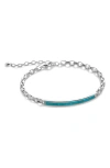 Monica Vinader Mini Baguette Chain Bracelet In Sterling Silver/turquoise