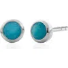 Monica Vinader Siren Mini Gem Recycled 18ct Sterling-silver And Turquoise Stud Earrings In Sterling Silver