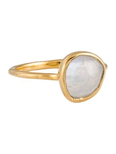 Pre-owned Monica Vinader Moonstone Labradorite Siren Ring In Multi