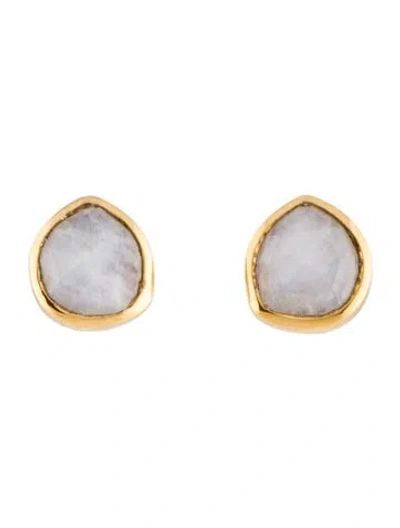 Pre-owned Monica Vinader Moonstone Labradorite Siren Stud Earrings In Multi