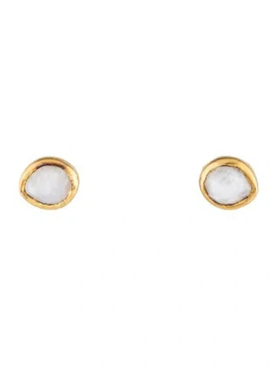 Pre-owned Monica Vinader Moonstone Siren Mini Stud Earrings In Multi