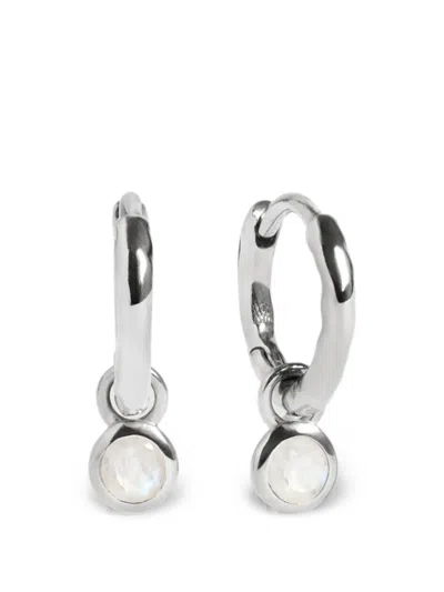 Monica Vinader Birthstone Huggie Hoop Earrings In Silver