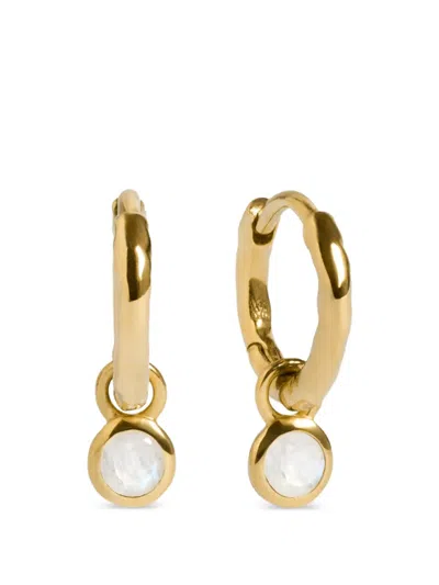 Monica Vinader Moonstone-pendant Hammered Hoop Earrings In Gold