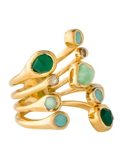 Pre-owned Monica Vinader Multi-stone Siren™ Tonal Cluster Cocktail Ring In Multicolor