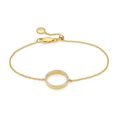 Monica Vinader Naida Circle Diamond Open Bracelet, Gold Vermeil On Silver