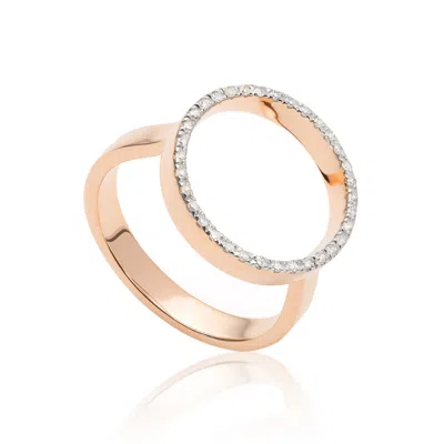 Monica Vinader Naida Circle Diamond Open Ring, Rose Gold Vermeil On Silver